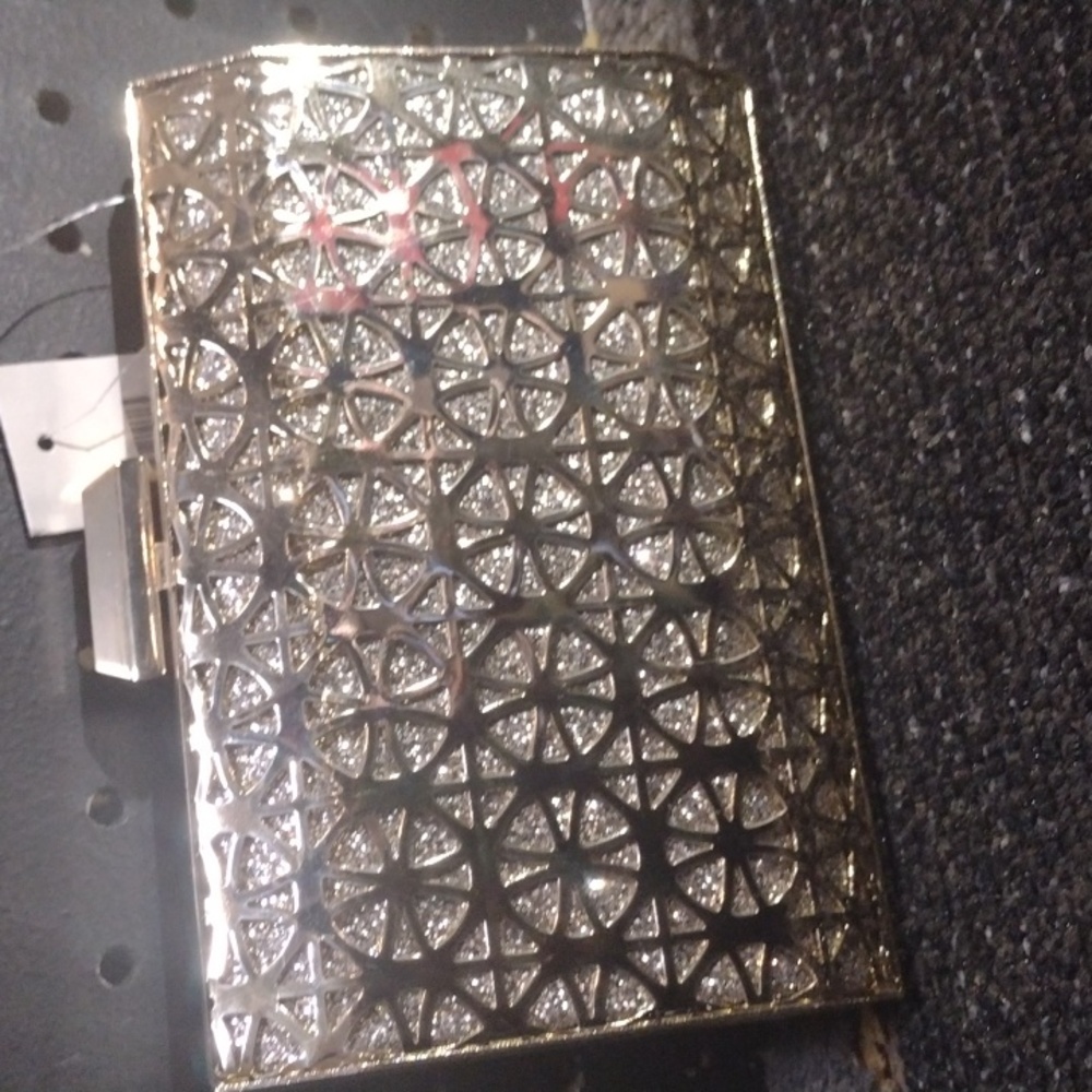 Shiny Gold Cut Out Bling Evening Clutch